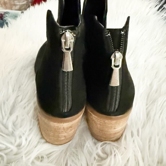 BP x NORDSTROM | Black Suede Pointed Toe Booties Brown Heel | Size 9.5 - Picture 4 of 8